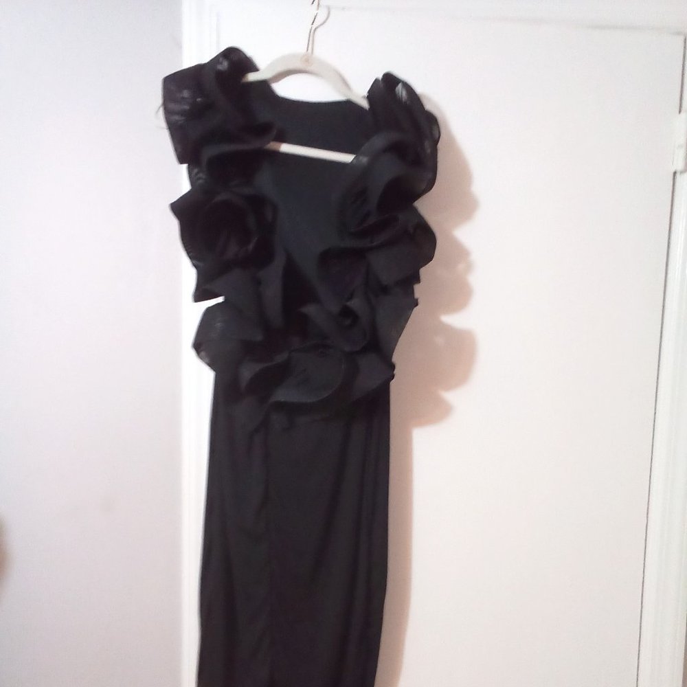 Ladies Black Ruffle Cocktail Dress